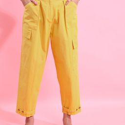 Tokyo Talkies Women Yellow Mid-Rise Cargos-image-99