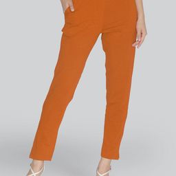 LYRA Original Women Mid Rise Plain Knitted Cotton Cropped Trousers-image-41