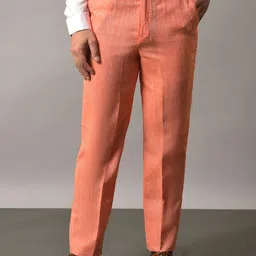Hangup Men Original Mid-Rise Formal Cotton Linen Trousers-image-94