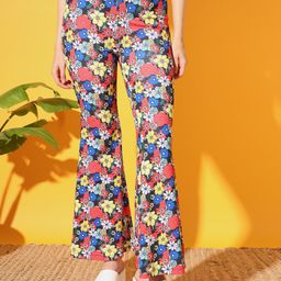 BAESD Women Floral Printed Mid-Rise Original Bootcut Trousers-image-85