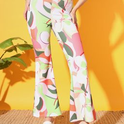 BAESD Women Floral Printed Mid-Rise Original Bootcut Trousers-image-86