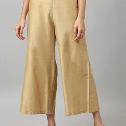 W Women Gold-Toned Comfort Cropped Parallel Trousers-image-71