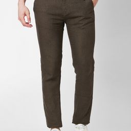 SPYKAR Men Mid Rise Linen Regular Fit Chinos Trousers-image-90