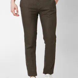SPYKAR Men Regular Fit Mid Rise Chinos Linen Trousers-image-9