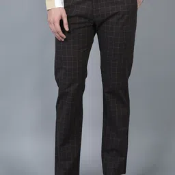 CANOE Men Checked Smart Mid-Rise Formal Trousers-image-41