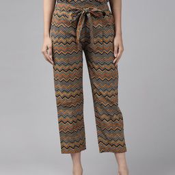 KALINI Women Zig-Zag Printed Cotton Trousers-picture-12
