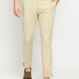 Basics Men Khaki Tapered Fit Chinos Trousers-image-90