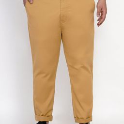 John Pride Plus Size Men Mustard Yellow Chinos Trousers-61