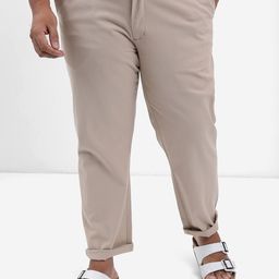 HIGHLANDER Men Beige Plus Size Slim Fit Trousers-image-12