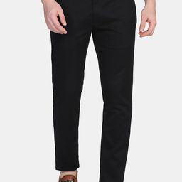 Blackberrys Men Black Slim Fit Pure Cotton Chinos Trouser-image-88