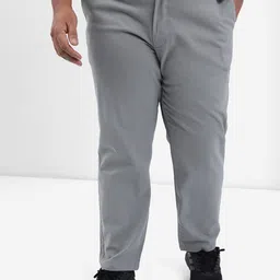 HIGHLANDER Men Grey Plus Size Slim Fit Chinos Trousers-image-8