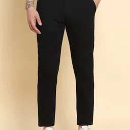 Dennis Lingo Men Comfort Mid Rise Plain Pure Cotton Slim Fit Chinos Trousers-image-61