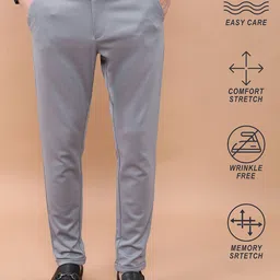 HIGHLANDER Men Grey Mid-Rise Chinos Trousers-image-59