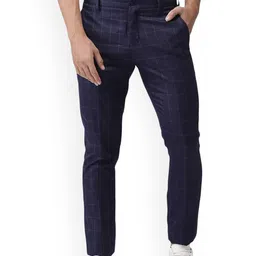 FUBAR Men Checked Relaxed Slim Fit Easy Wash Trousers-image-92