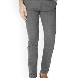 FUBAR Men Checked Relaxed Slim Fit Easy Wash Trousers-picture-40