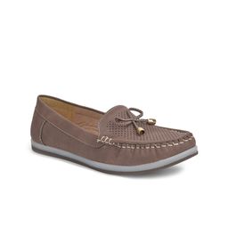 SALARIO Women Brown Perforations PU Loafers-image-0