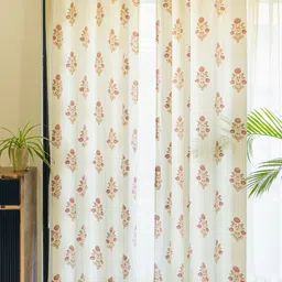 URBAN SPACE Maroon & Cream-Coloured 2-Pieces Ethnic Motifs Cotton Window Curtains-71