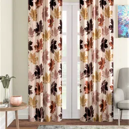 Home Sizzler Brown Set of 2 Floral Long Door Curtain-52