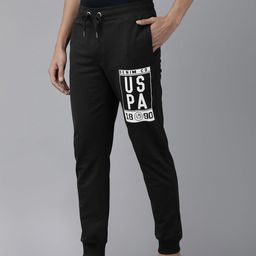 U.S. Polo Assn. Denim Co. Men Black Brand Logo Printed Joggers-picture-1