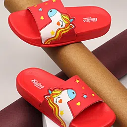 WELCOME Kids Red & White Unicorn Printed Sliders-picture-18
