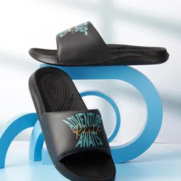 The Roadster Lifestyle Co. Men Black Printed Slider Flip Flops-12