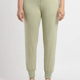 Status Quo Women Sage Green Cotton Joggers-image-51