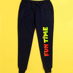NUSYL Kids Navy-Blue Printed Joggers-image-89