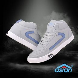 ASIAN Men Grey Solid Synthetic Leather Regular Height Sneakers-picture-28