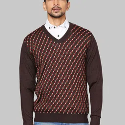 Raymond Men Brown & Red Printed Pullover-image-49