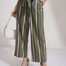 CHIC BY TOKYO TALKIES Women Striped Wide Leg Trousers-image-61