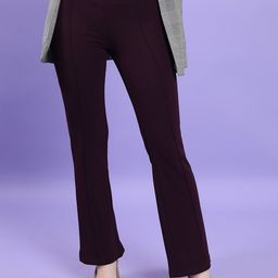 CHIC BY TOKYO TALKIES Women Purple High-Rise Regular Trousers-image-77