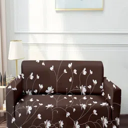 Cortina Brown & White Floral Printed 3-Seater Sofa Covers-image-91