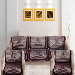 Nendle Violet 6 Pieces Printed Cotton 5-Seater Sofa Covers-image-50