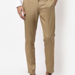 Sam and Jack Men Khaki Smart Skinny Fit Chambray Trousers-image-44