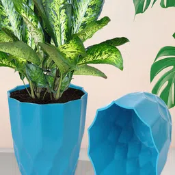 Kuber Industries Blue 6 Pieces Blue Balcony Textured Planters-26