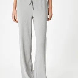 Koton Women Self Design Mid-Rise Flared Parallel Trousers-picture-36