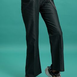 Tokyo Talkies Women Teal Green Low-Rise Flared Cotton Trousers-image-7