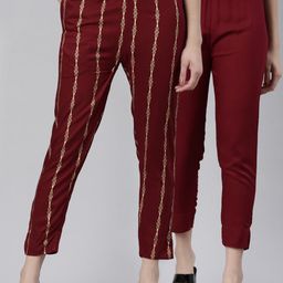Kryptic Pack of 2 Mid-rise Plain Cigarette Trousers-image-48