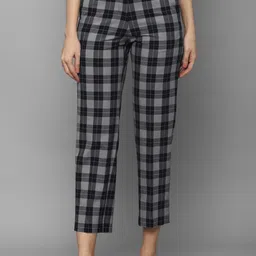 Allen Solly Woman Women Black Checked Regular Fit Trousers-image-21