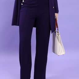 Tokyo Talkies Women Navy Blue High Rise Parallel Trousers-image-99