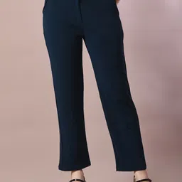 Myshka Women Comfort Straight Fit Wrinkle Free Trousers-image-32
