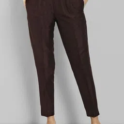 Mera Rang Women Relaxed Straight Leg Wrinkle Free Cropped Cotton Silk Ethnic Trousers-image-79