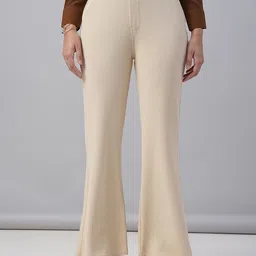 FITHUB Women Loose Fit High-Rise Wrinkle Free Bootcut Trousers-image-30