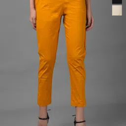 Dollar Missy Women Pack of 3 Smart Slim Fit Wrinkle Free Cotton Trousers-image-72