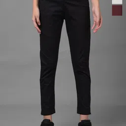 Dollar Missy Women Pack of 3 Smart Slim Fit Wrinkle Free Cotton Trousers-image-74