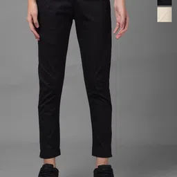Dollar Missy Women Pack of 3 Smart Slim Fit Wrinkle Free Cotton Trousers-image-67
