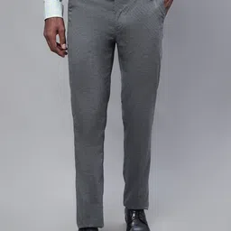 Cantabil Men Cotton Flat-Front Plain Mid-Rise Formal Trousers-image-66