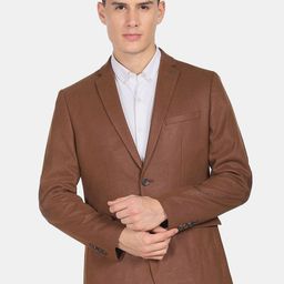 Arrow Men Brown Solid Slim-Fit Single-Breasted Formal Blazer-image-22