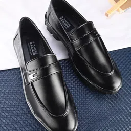HERE&NOW Men Black Round Toe Formal Loafers-picture-31
