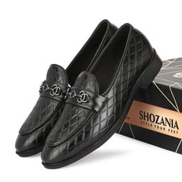 SHOZANIA Men Textured Leather Formal Loafers-image-35